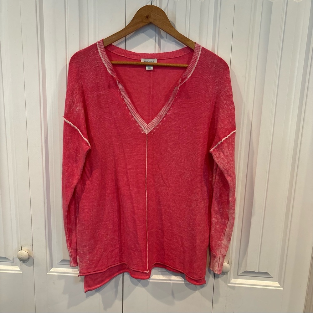 Sundance Pink Acid Wash Long Sleeve‎ Top Size XS
